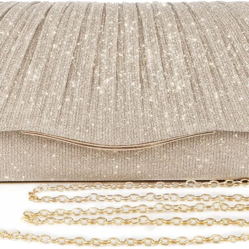Clutch Purse Satin Sequins Women's Evening Bag Crossbody Formal Party